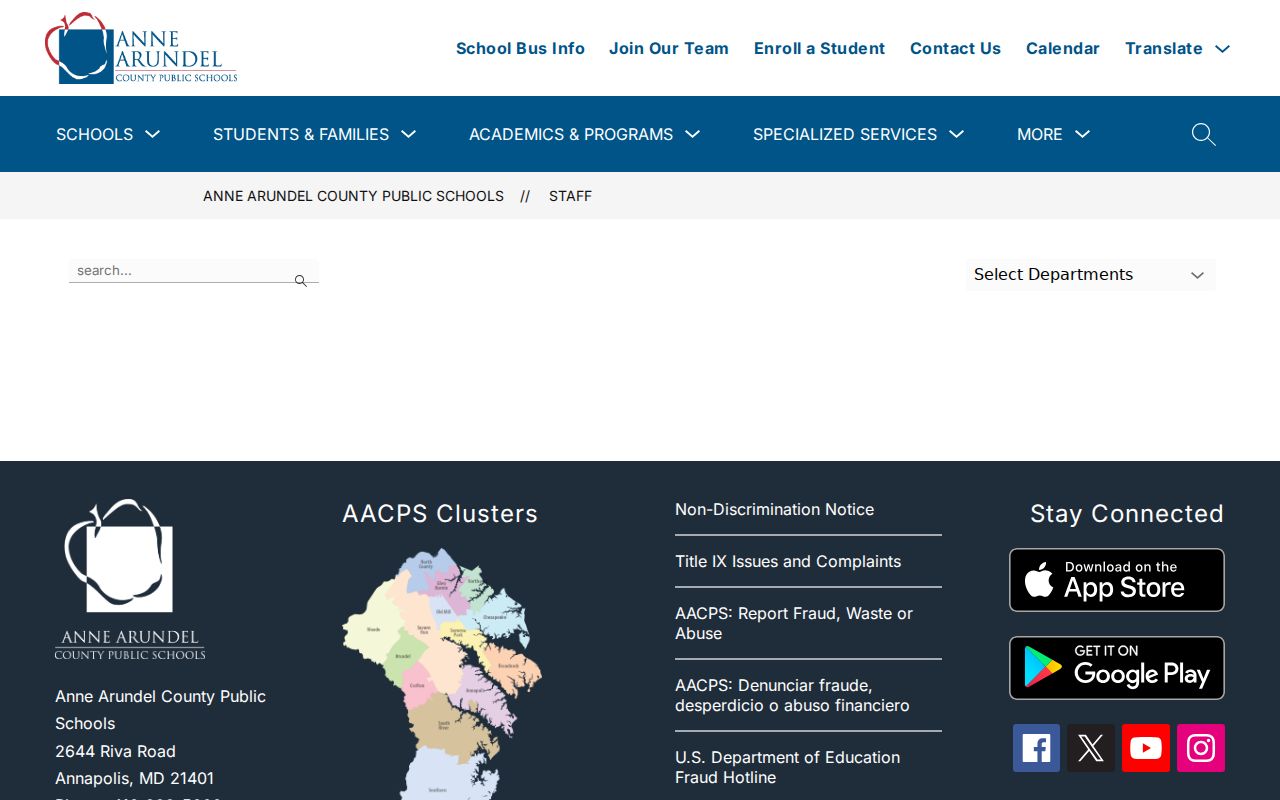 Severna Park people directories entry point for Anne Arundel school staff