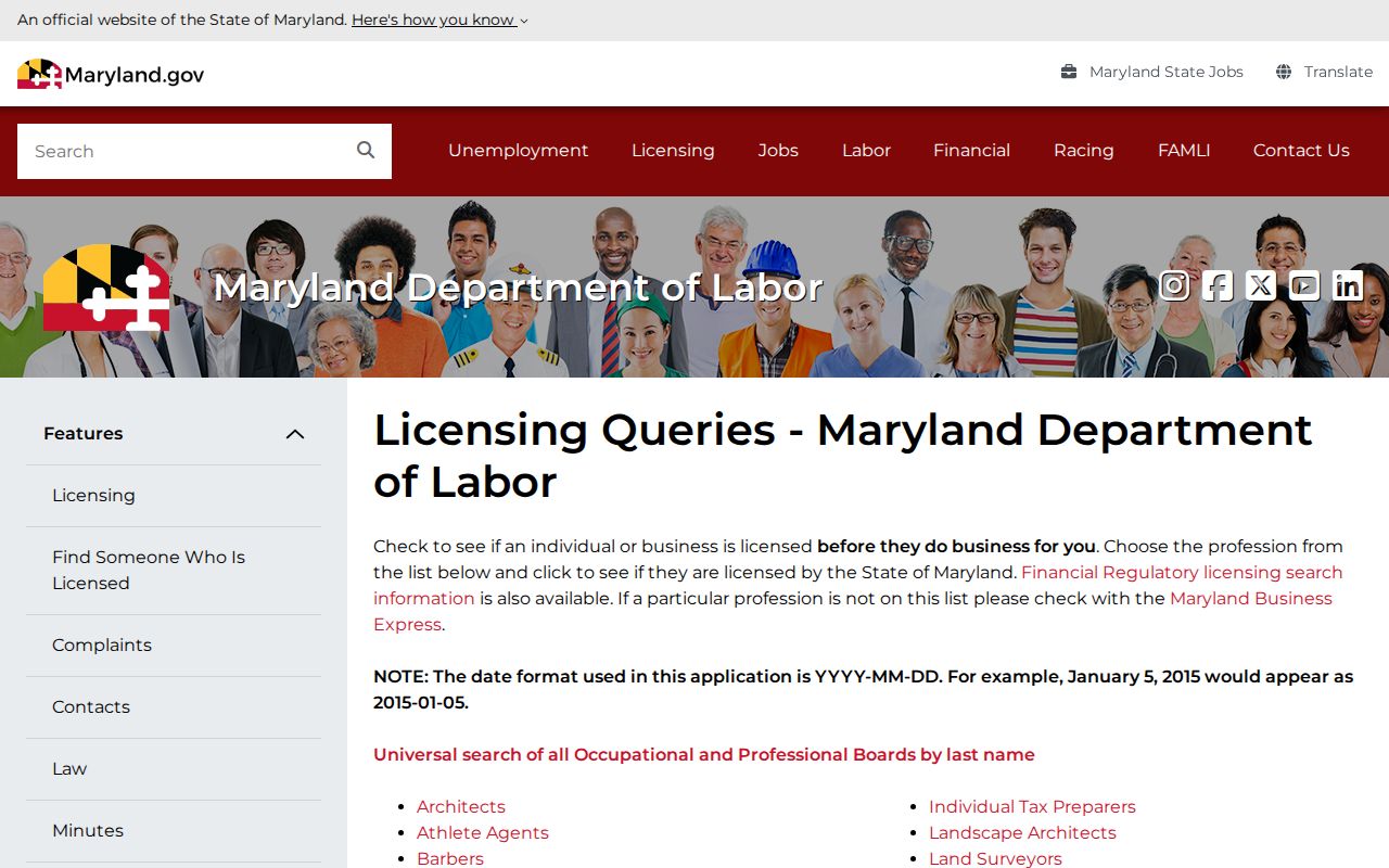 Severna Park public records professional license search