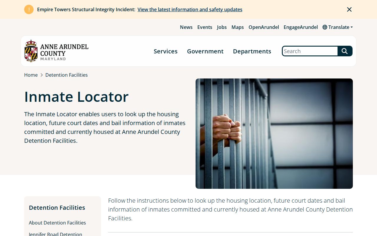 Severna Park public records Anne Arundel inmate locator
